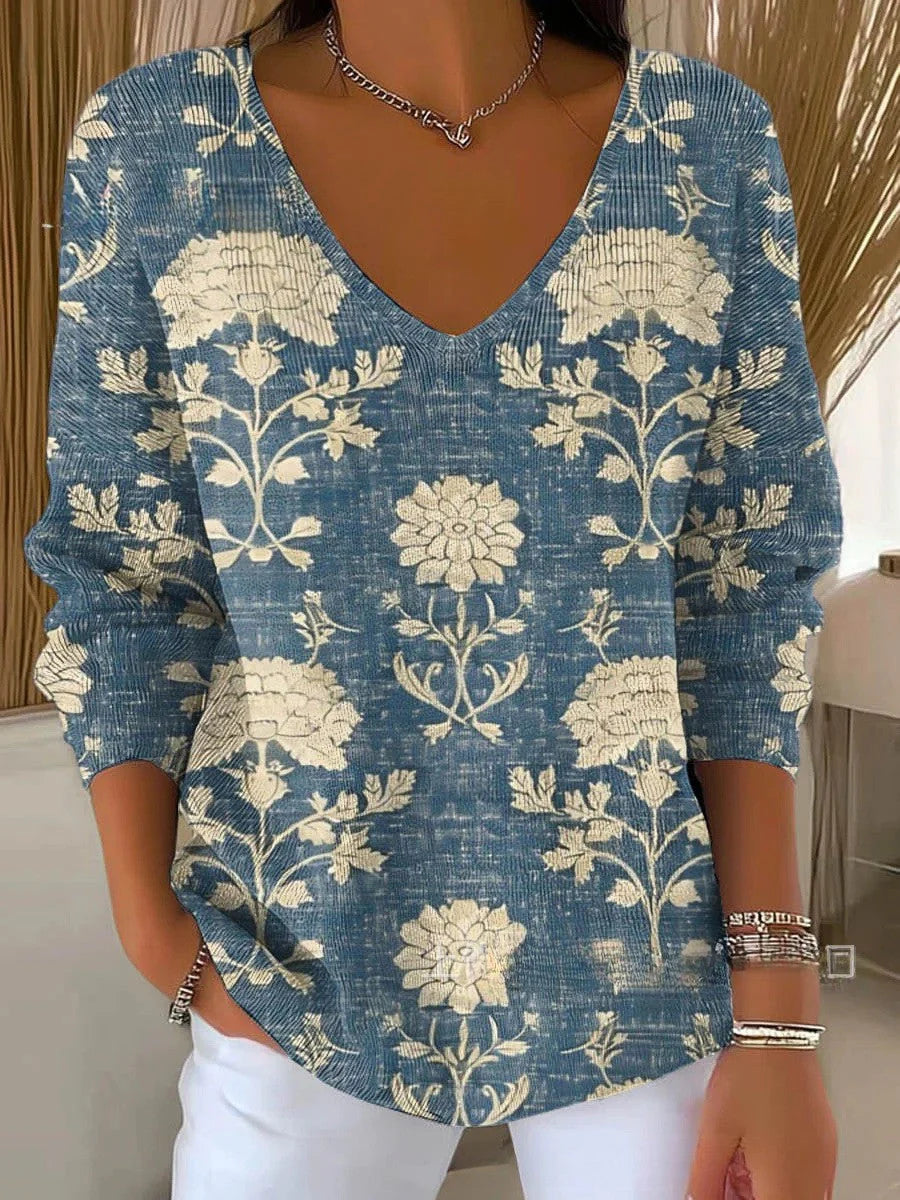 BENEDETTA™ | NAVY KNIT V-NECK SWEATER