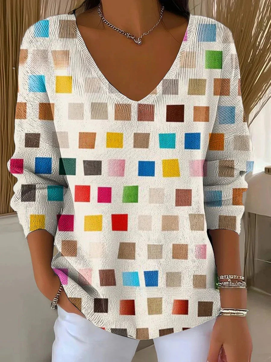 BENEDETTA™ | SQUARE KNIT V-NECK SWEATER