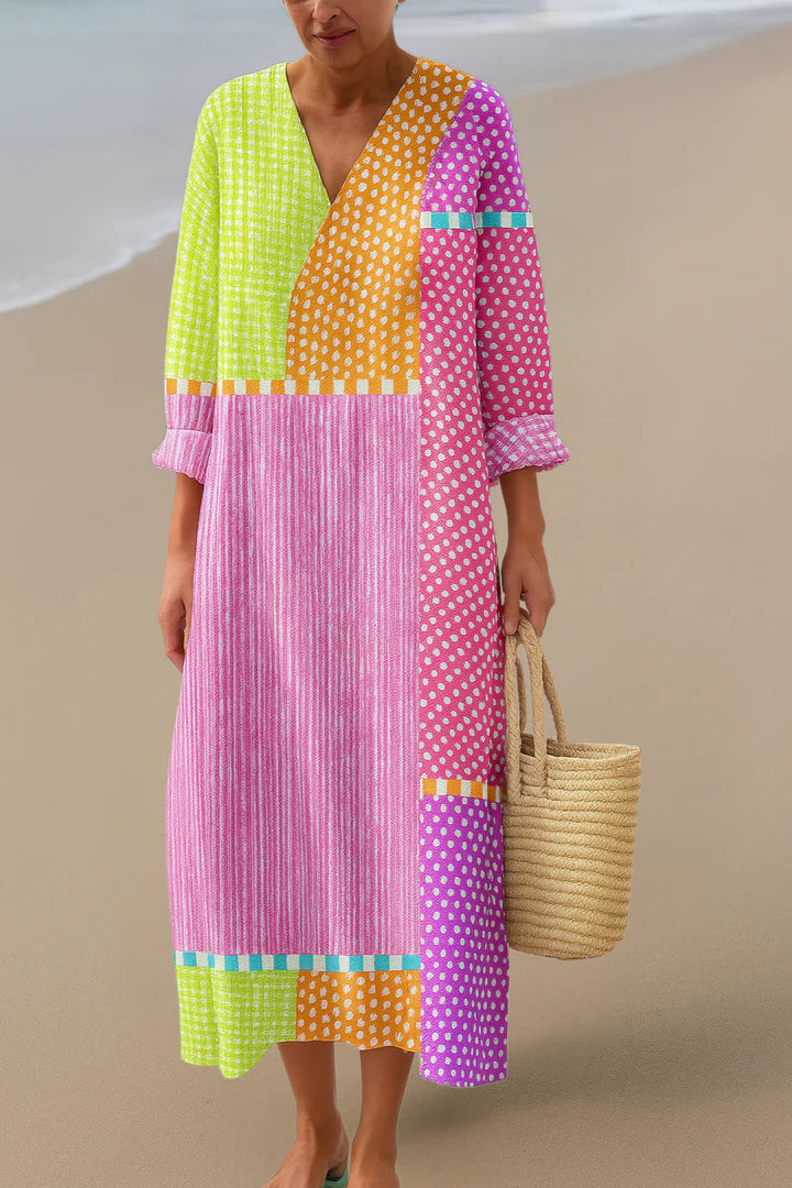 ELARA™ | COLORFUL PATCHWORK DRESS