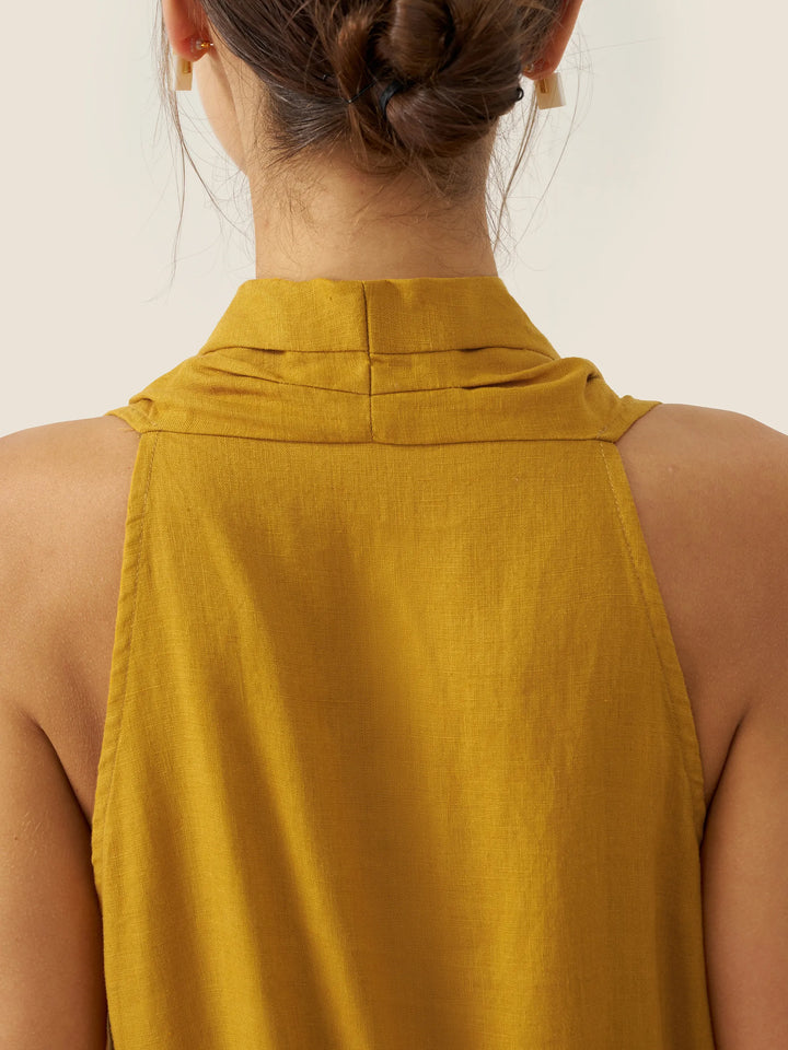 BETH | 100% LINEN V-NECK HALTER MAXI DRESS