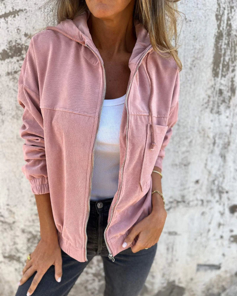 ELLA™ | CORDUROY HOODED ZIP JACKET