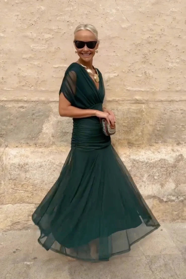 ALMA™ - LONG V-NECK DRESS