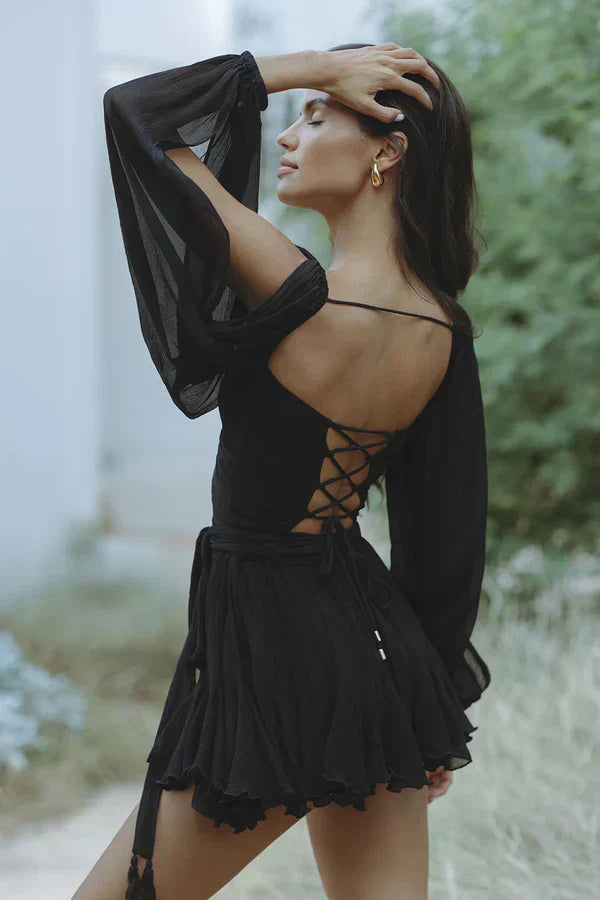 BRIGITTE™ | FLOWING DRESS WITH SHEER SLEEVES