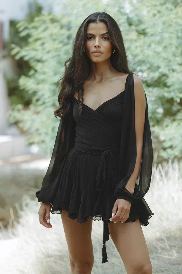 BRIGITTE™ | FLOWING DRESS WITH SHEER SLEEVES