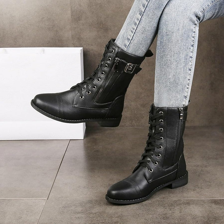 AURELIA™ | LEATHER BOOTS WITH ROUND TOE
