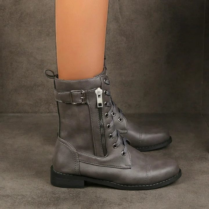 AURELIA™ | LEATHER BOOTS WITH ROUND TOE