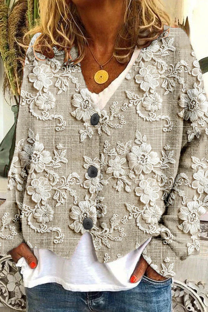 LUCIANA™ | CARDIGAN WITH PETAL TRIM