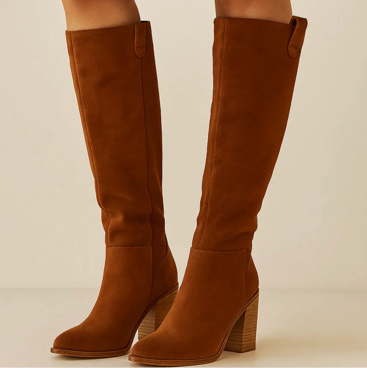 SUEVIA™ | SUEDE BLOCK HEEL BOOTS