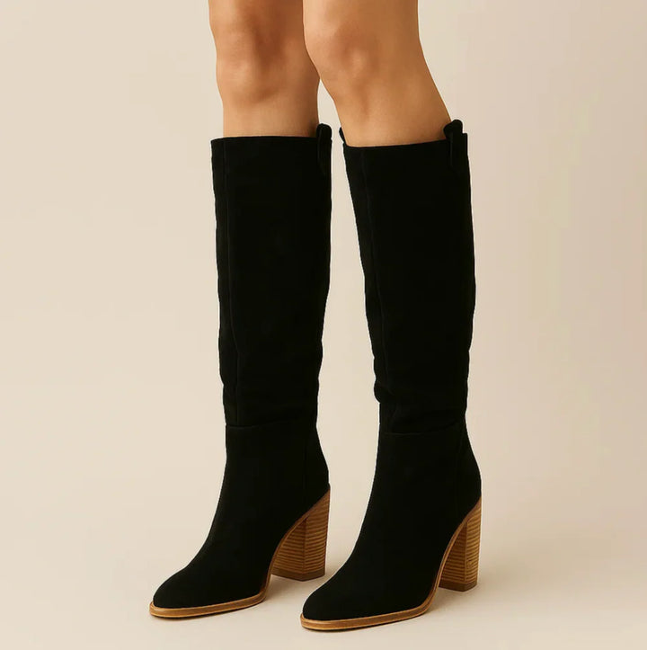 SUEVIA™ | SUEDE BLOCK HEEL BOOTS