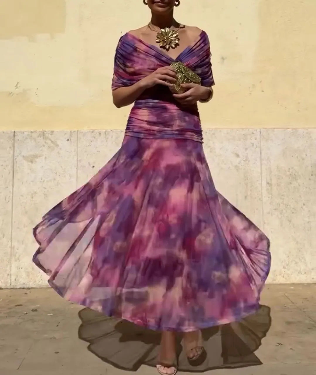 ALMA™ - LONG V-NECK DRESS